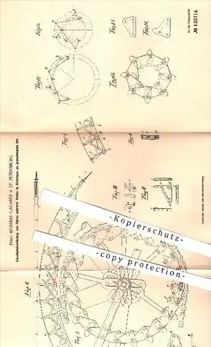 original Patent - Fürst Andreas Gagarin , St. Petersburg , 1900 , Gelenkhebelverbindung zum Führen als geometrischen Ort