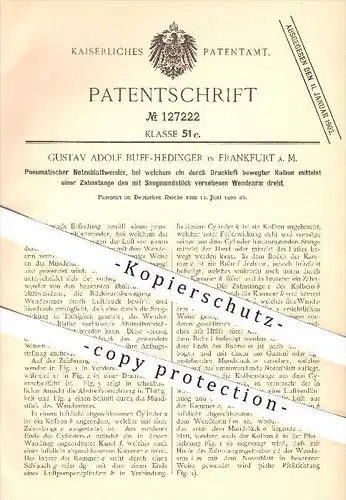 original Patent - Gustav A. Buff - Hedinger in Frankfurt am Main , 1900 , Pneumatischer Notenblattwender , Notenblatt !!