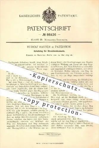 original Patent - Rudolf Ranner , Paternion , 1895 , Schallsteg am Streichinstrument , Schall , Musik , Musikinstrumente