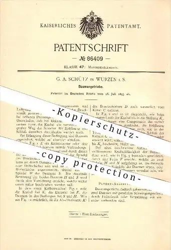 original Patent - G. A. Schütz in Wurzen i. S. , 1895 , Daumengetriebe , Getriebe , Maschinen , Kompressor , Motor !!!