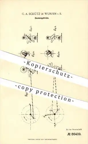 original Patent - G. A. Schütz in Wurzen i. S. , 1895 , Daumengetriebe , Getriebe , Maschinen , Kompressor , Motor !!!