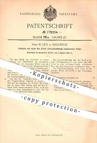 original Patent - W. Levi in Eschwege , 1906 , Peitsche , Peitschenstock , Tiere , Pferde , Pferdesport , Reiten !!!