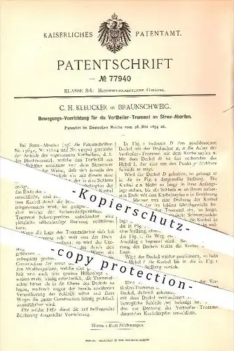 original Patent - C. H. Kleucker , Braunschweig , 1894 , Verteiler - Trommel an Streu - Aborten , WC , Toilette , Kloset