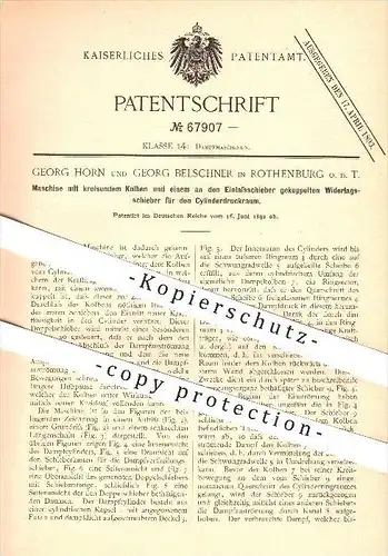 original Patent -G. Horn ,G. Belschner , Rothenburg o.T.,1892, Maschine mit Kolben für Zylinderdruckraum , Dampfmaschine