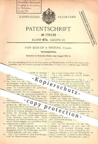 original Patent - Ivan Bzduch in Brezova / Brezová u Uherského Brodu , 1905 , Getriebe , Motor , Fahrzeugbau , Ungarn !!