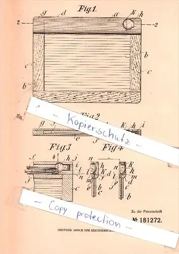 Original Patent - Idris Fazlic in Wien , 1906 , Schreibtafel mit Behälter , Tafel , Schule !!!