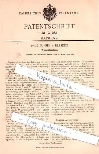 Original Patent - Paul Kühsel in Dresden , 1901 , Trommeltrockner !!!