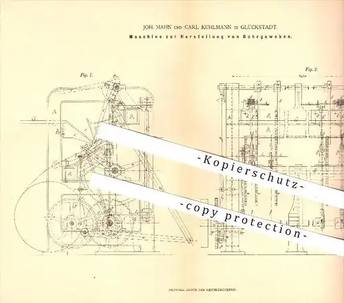 original Patent - Joh. Mahn und Carl Kuhlmann , Glückstadt , 1879 , Herstellung von Rohrgeweben , Gewebe , Weben , Weber