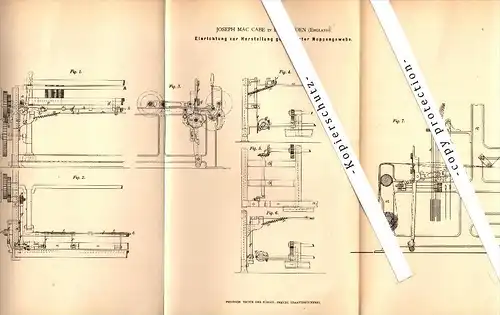 Original Patent - oseph Mc Cabe in Droylsden , England , 1877 , Producing patterned fabrics , weaving , Tameside !!!