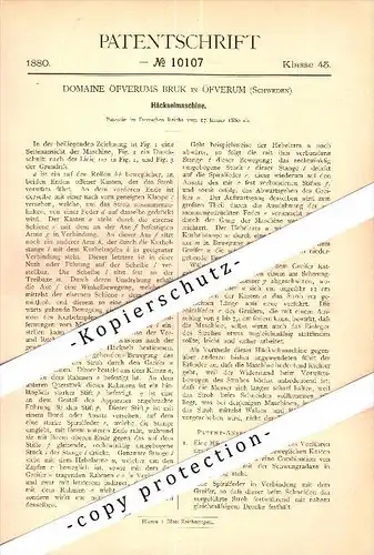 Original Patent - Domaine Överums Bruk i Överum , Kongskilde , 1880 , Hackning maskin , jordbruk , Sverige !!!