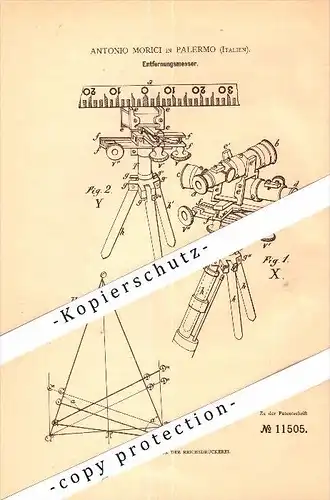 Original Patent - Antonio Morici in Palermo , Italia , 1880 , telemetro , sondaggio !!!