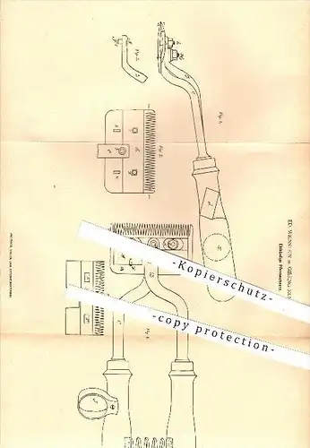 original Patent - Ed. Weinstein in Giesing - München , 1878 , Einhändige Pferdeschere , Pferd , Pferde , Schere , Haare