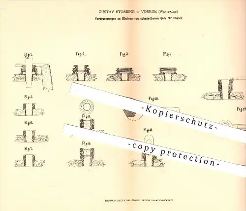 original Patent - Gustav Störring in Voerde , 1878 , Büchsen aus schmiedbarem Guss für Fässer , Fass , Schmied !!!