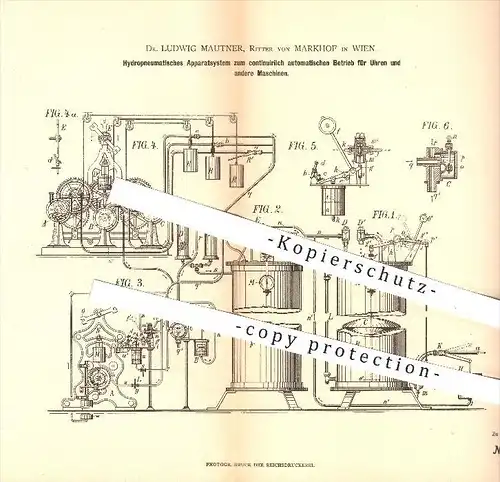 original Patent - Dr. Ludwig Mautner , Ritter von Markhof in Wien , 1880 , Automatik an Uhren , Uhr , Uhrmacher !!!