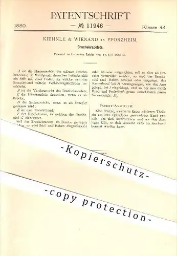 original Patent - Kiehnle & Wienand in Pforzheim , 1880 , Broschebracelets , Brosche , Armband , Schmuck , Goldschmied !