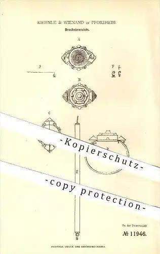 original Patent - Kiehnle & Wienand in Pforzheim , 1880 , Broschebracelets , Brosche , Armband , Schmuck , Goldschmied !