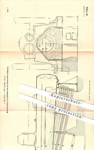 original Patent - F. Reusing in Mülheim a. Rhein , 1894 , Wasserröhrenkessel , Dampfkessel , Kessel , Dampfmaschinen !!!