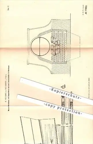 original Patent - F. Reusing in Mülheim a. Rhein , 1894 , Wasserröhrenkessel , Dampfkessel , Kessel , Dampfmaschinen !!!