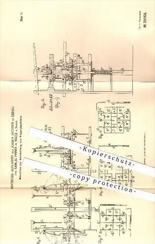 original Patent - B. Alexander u. J. Jacobus in Leipzig , Samuel Pinner , Halle a. Saale , 1886 , Pappschachtel , Papier
