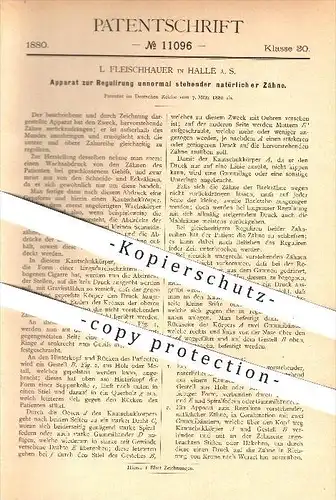 original Patent - L. Fleischhauer , Halle a. S. , 1880 , Regulierung schiefer Zähne , Zahn , Zahnarzt , Kieferorthopädie