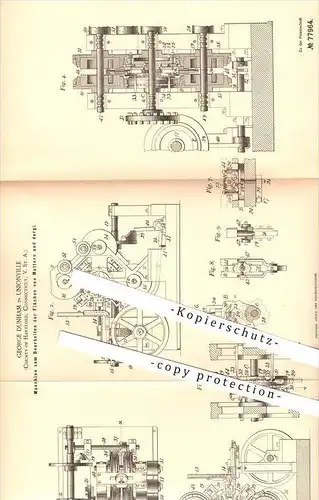 original Patent - George Dunham in Unionville , Connecticut , USA , 1894 , Bearbeiten von Muttern , Mutter , Metall !!!