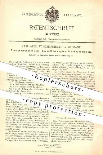original Patent - Karl August Schlesinger in Meerane , 1894 , Trockenmaschine , Wäschetrockner , Wäsche , Trocknen !!!