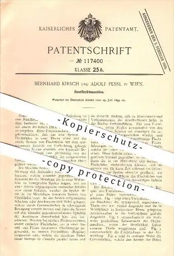 original Patent - Bernhard Kirsch u. Adolf Pessl in Wien , 1899 , Rundflechtmaschine , Flechtmaschine , Flechten !!!