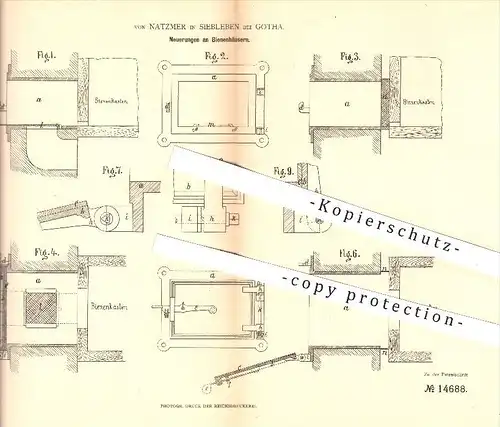 original Patent - von Natzmer in Siebleben bei Gotha , 1880 , Bienenhaus , Bienenhäuser , Bienen , Bienenkasten , Imker
