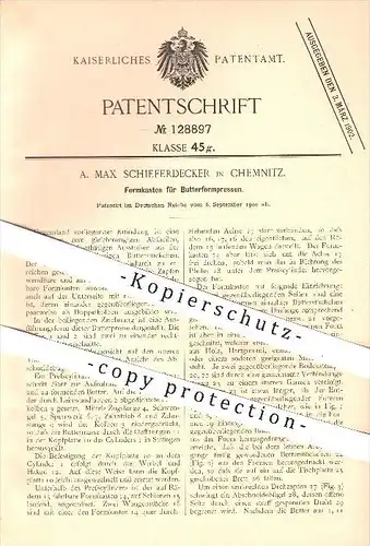 original Patent - A. Max Schieferdecker in Chemnitz , 1900 , Form für Butterformpressen , Butter , Presse , Formen !!!
