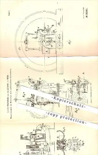 original Patent - Louis Tischbein von Schöning , Wien , 1885, Motor mit rotierenden Zylindern , Dampfmaschinen , Motoren