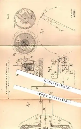 original Patent - Louis Tischbein von Schöning , Wien , 1885, Motor mit rotierenden Zylindern , Dampfmaschinen , Motoren