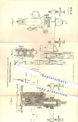 original Patent - Heinrich Julius Grabert in Arnswalde , 1881 , Nivellier-Instrumente , Nivellieren , Fernrohr , Libelle