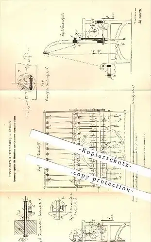 original Patent - Reinshagen & Hüttenhoff , Barmen , 1881, Regulator , Umspinnen elastischer Fäden , Stricken , Flechten