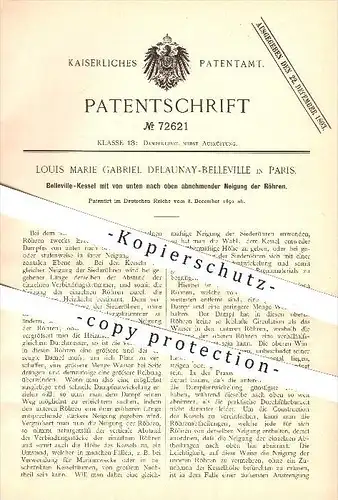 original Patent - Louis Marie Gabriel Delaunay-Belleville in Paris , 1892 , Belleville - Kessel , Dampfkessel , Dampf !!