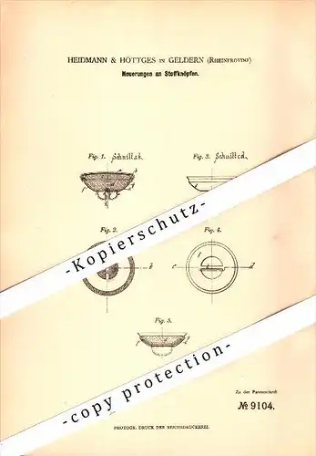 Original Patent - Heidmann & Höttges in Geldern , 1879 , Stoff-Knöpfe , Knopf !!!