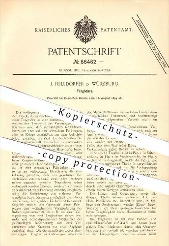 original Patent - J. Helldörfer in Würzburg , 1894 , Tragbahre , Bahre , Krankenpflege , Krankenhaus , Gesundheit !!!