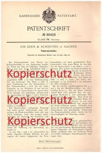 original Patent - Jos. Kern & Schervier in Aachen , 1895 , Putzkratzenhalter , Krempel , Spinnnerei , Spinnen , Spinnrad