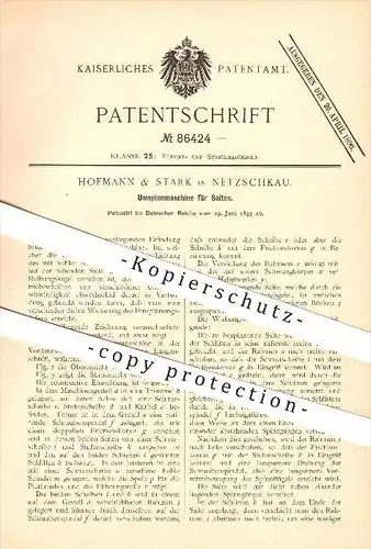 original Patent - Hofmann & Stark in Netzschkau , 1895 , Umspinnmaschine für Saiten , Flechten , Stricken , Spinnen !!!
