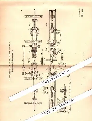 Original Patent - F. Blancke in Catlenburg b. Northeim , 1880 , Kupplung für Eisenbahn , Katlenburg-Lindau !!!