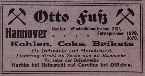 original Werbung - 1906 - Otto Fuß in Harbke b. Helmstedt , Caroline b. Offleben , Zeche , Hannover !!!