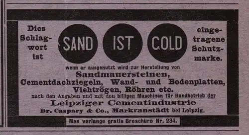 original Werbung - 1906 - Dr. Caspary & Co. in Markranstädt b. Leipzig , Sand ist Gold !!!