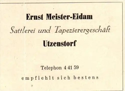 original Werbung - 1947 - Ernst Meister-Eidam in Utzenstorf , Sattlerei !!!