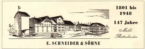 original Werbung - 1947 - F. Schneider & Söhne in Bätterkinden , Mühle !!!