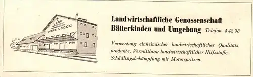 original Werbung - 1947 - Landwirtschaftliche Genossenschaft in Bätterkinden , Landwirtschaft , Agrar !!!