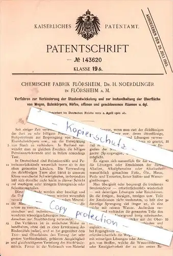Original Patent - Chemische Fabrik Flörsheim, Dr. H. Noerdlinger in Flörsheim a. M. , 1902 ,  !!!