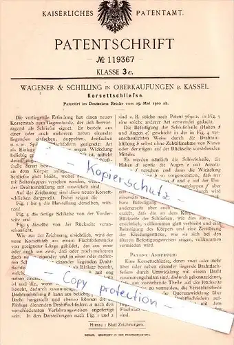 Original Patent - Wagener & Schilling in Oberkaufungen b. Kassel , 1900 , Korsettschließe , Corset , Korsett !!!