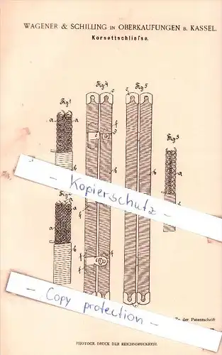 Original Patent - Wagener & Schilling in Oberkaufungen b. Kassel , 1900 , Korsettschließe , Corset , Korsett !!!