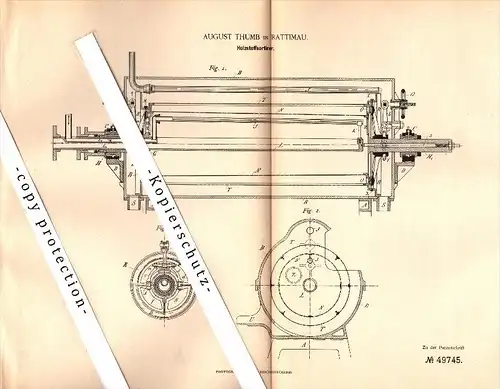 Original Patent - August Thumb in Rattimau / Vratimov , 1889 , Holzstoff-Sortierer , Papierfabrik , Papier !!!