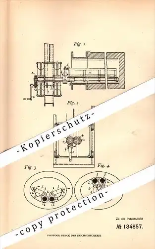 Original Patent - William Jaeger in Königsfeld / Královo Pole , 1906 , Beschickungsanlage für Retorten  !!!