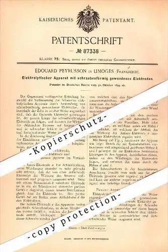 Original Patent - Edouard Peyrusson à Limoges , 1895 , appareil électrolytique !!!